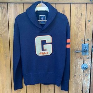 Gant 100% Wool Thick Knitted Men Logo Sweater.